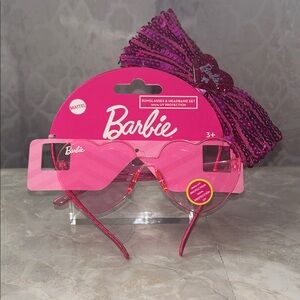 Barbie Hot Pink Heart Sunglasses with Sequin Bow Headband NWT